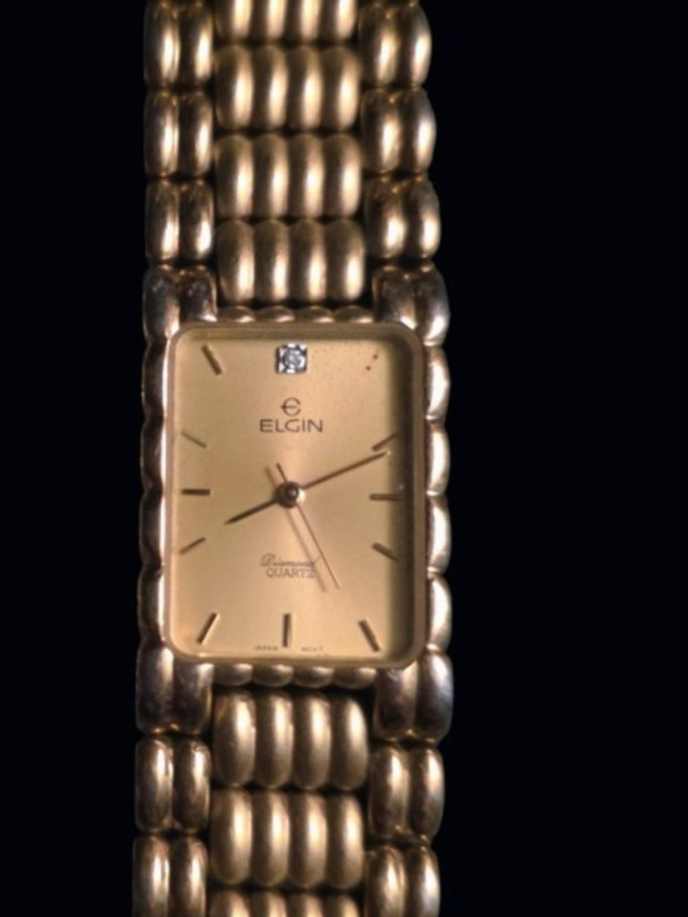 Vintage Elgin Gold-Tone Men's Diamond Quartz Watch